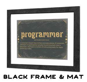 Bella Frye Programmer Word Definition Wall Art - Gift for Programmer Dictionary Artwork