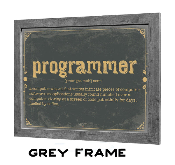 Bella Frye Programmer Word Definition Wall Art - Gift for Programmer Dictionary Artwork