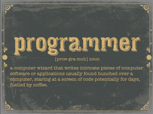 Bella Frye Programmer Word Definition Wall Art - Gift for Programmer Dictionary Artwork