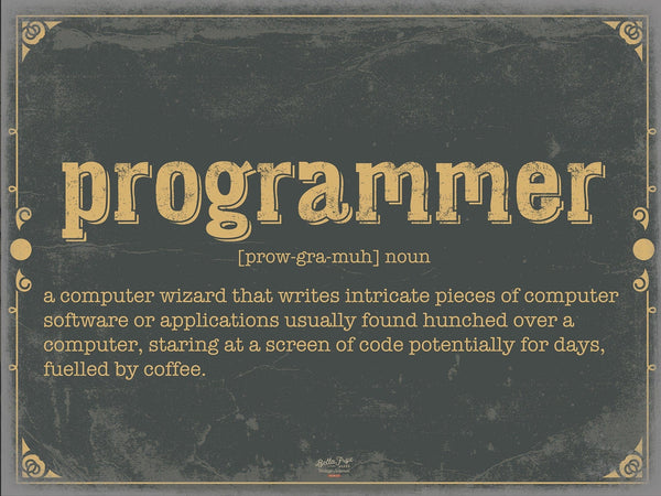 Bella Frye Programmer Word Definition Wall Art - Gift for Programmer Dictionary Artwork