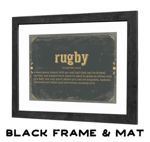 Bella Frye Rugby Word Definition Wall Art - Gift for Rugby Dictionary Artwork