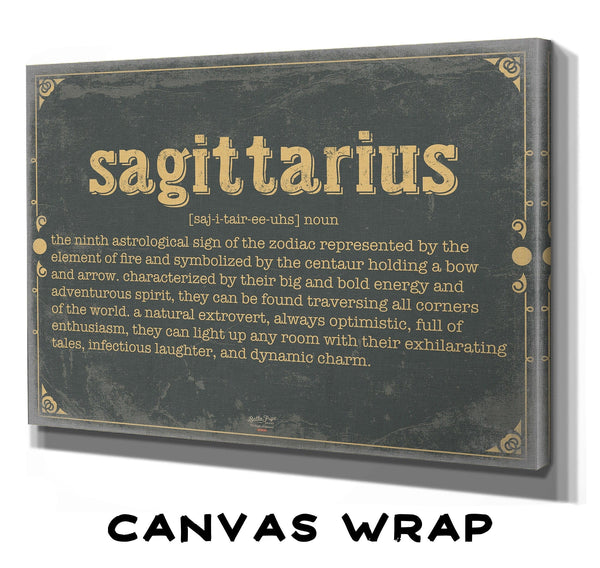 Bella Frye Sagittarius Word Definition Wall Art - Gift for Sagittarius Dictionary Artwork