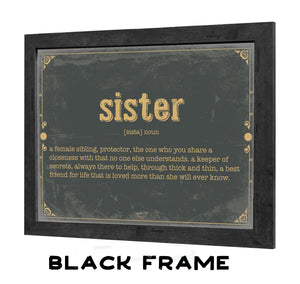 Bella Frye Sister Word Definition Wall Art - Gift for Sister Dictionary Artwork