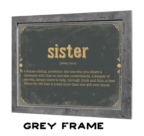 Bella Frye Sister Word Definition Wall Art - Gift for Sister Dictionary Artwork