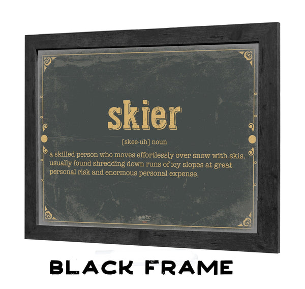 Bella Frye Skier Word Definition Wall Art - Gift for Skier Dictionary Artwork