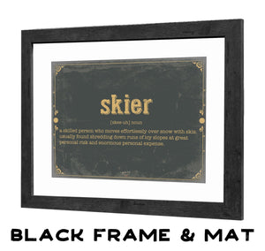 Bella Frye Skier Word Definition Wall Art - Gift for Skier Dictionary Artwork