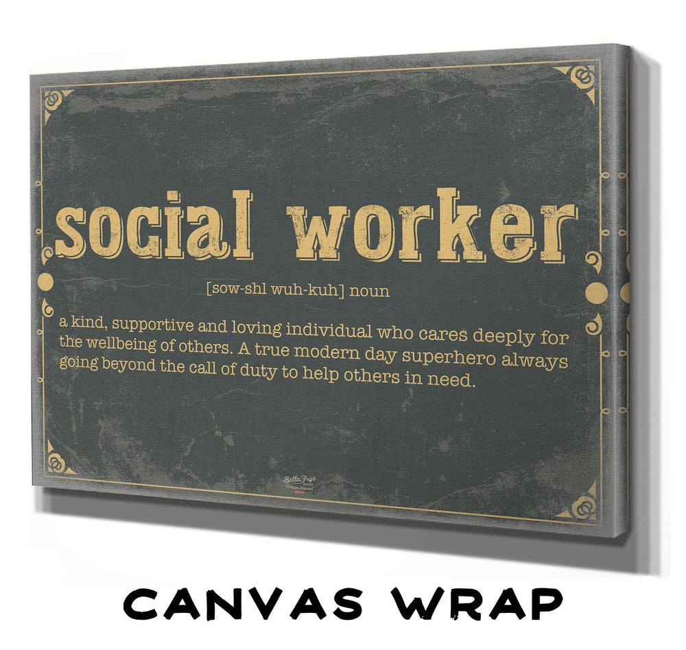 Bella Frye Social Worker Word Definition Wall Art - Gift for Social Worker Dictionary Artwork