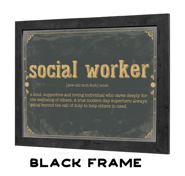 Bella Frye Social Worker Word Definition Wall Art - Gift for Social Worker Dictionary Artwork