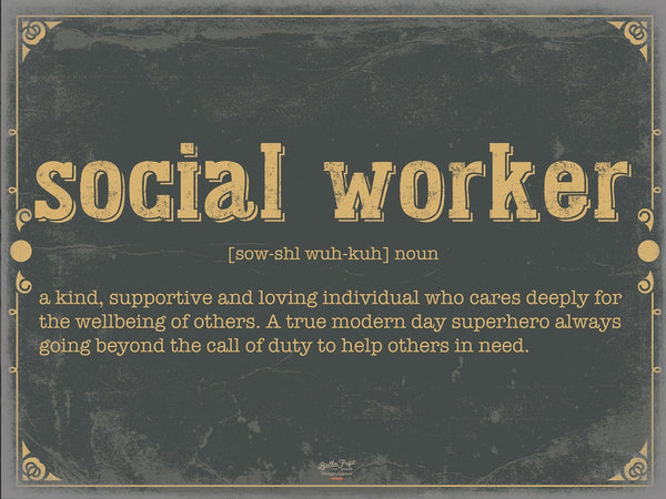 Bella Frye Social Worker Word Definition Wall Art - Gift for Social Worker Dictionary Artwork