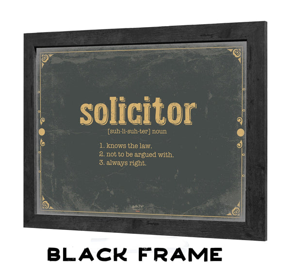 Bella Frye Solicitor Word Definition Wall Art - Gift for Solicitor Dictionary Artwork