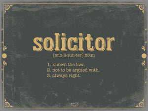 Bella Frye Solicitor Word Definition Wall Art - Gift for Solicitor Dictionary Artwork