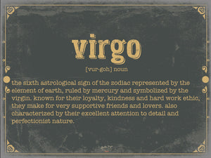 Bella Frye Virgo Word Definition Wall Art - Gift for Virgo Dictionary Artwork