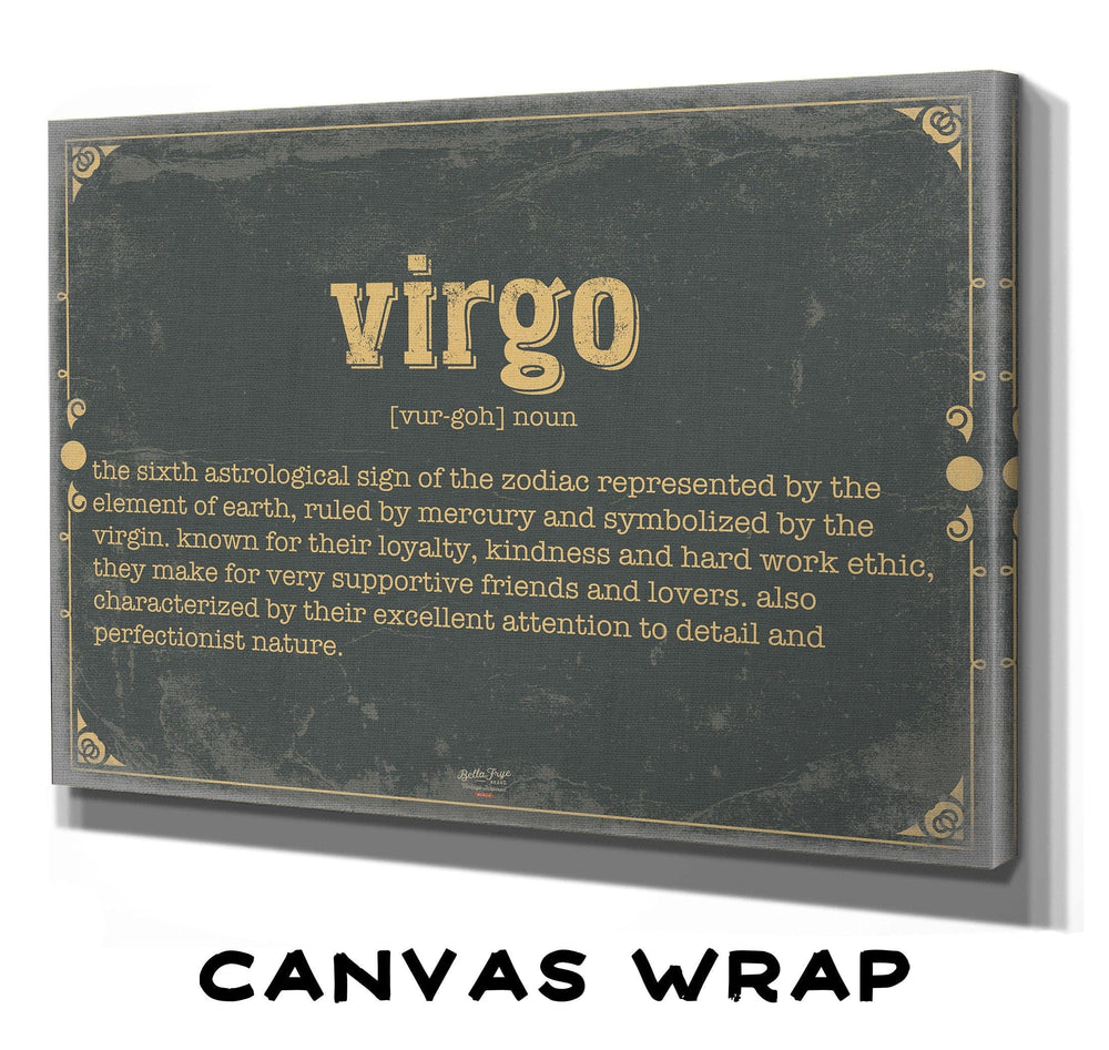 Bella Frye Virgo Word Definition Wall Art - Gift for Virgo Dictionary Artwork