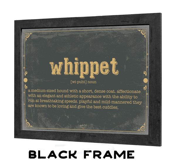 Bella Frye Whippet Word Definition Wall Art - Gift for Whippet Dictionary Artwork