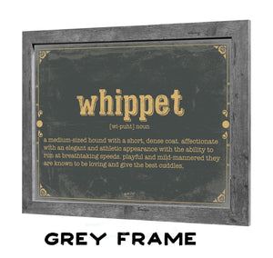 Bella Frye Whippet Word Definition Wall Art - Gift for Whippet Dictionary Artwork