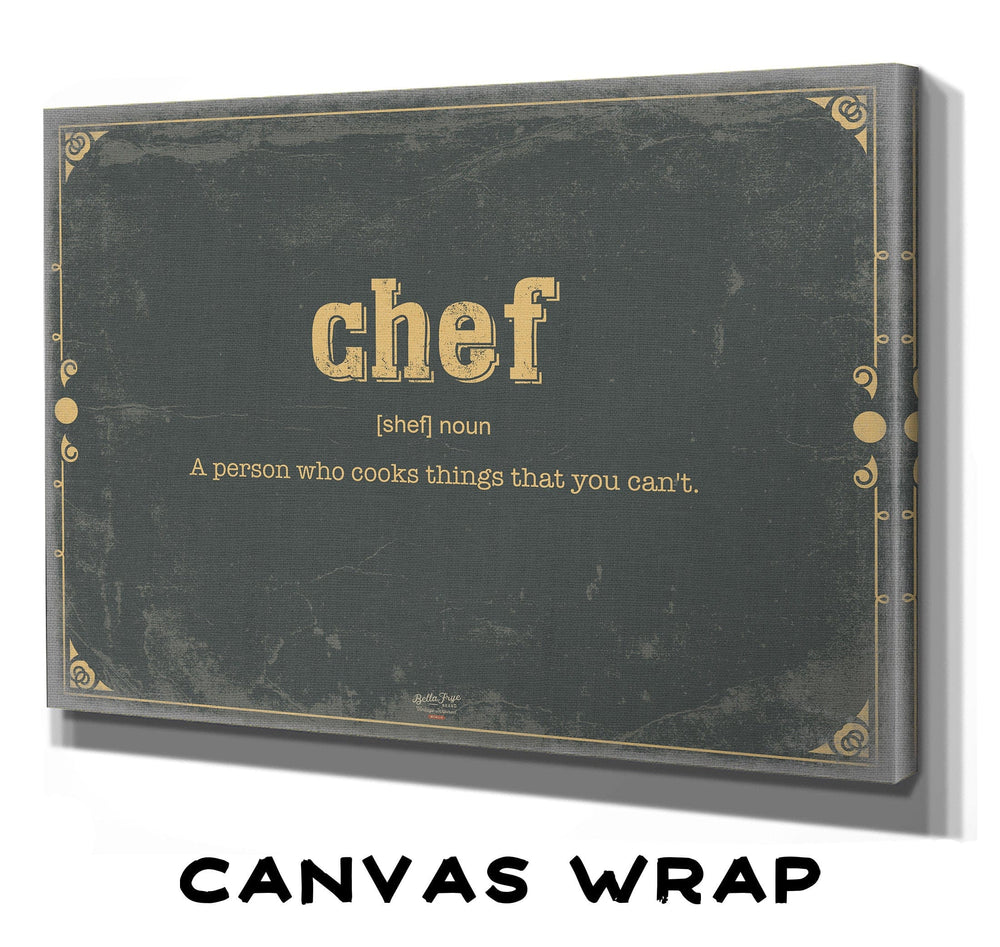 Bella Frye Chef Word Definition Wall Art - Gift for Chef Dictionary Artwork