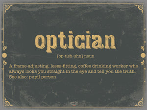 Bella Frye Optician Word Definition Wall Art - Gift for Optician Dictionary Artwork