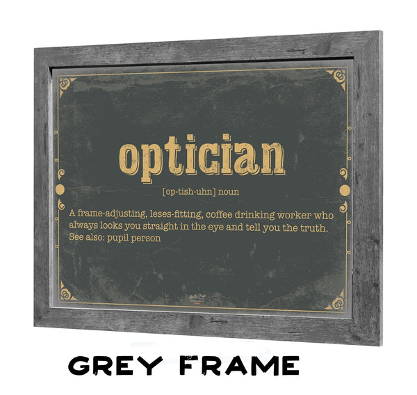 Bella Frye Optician Word Definition Wall Art - Gift for Optician Dictionary Artwork