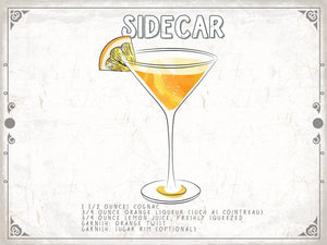 Bella Frye Sidecar Cocktail Recipe Wall Art - Beverage Artwork