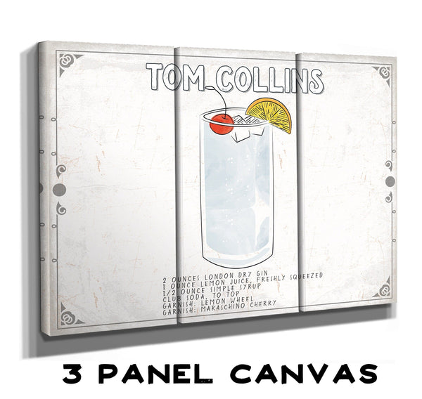 Bella Frye Tom Collins Cocktail Recipe Wall Art - Beverage Artwork