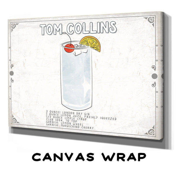 Bella Frye Tom Collins Cocktail Recipe Wall Art - Beverage Artwork