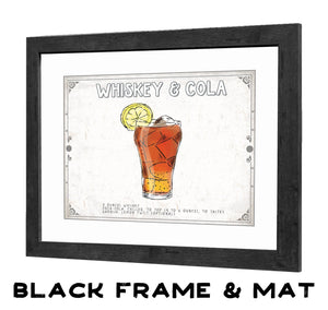 Bella Frye Whiskey & Cola Cocktail Recipe Wall Art - Beverage Artwork