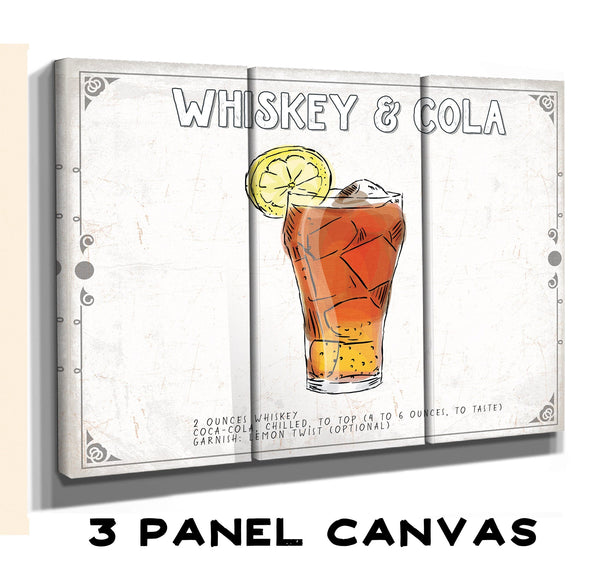 Bella Frye Whiskey & Cola Cocktail Recipe Wall Art - Beverage Artwork