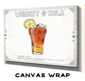 Bella Frye Whiskey & Cola Cocktail Recipe Wall Art - Beverage Artwork