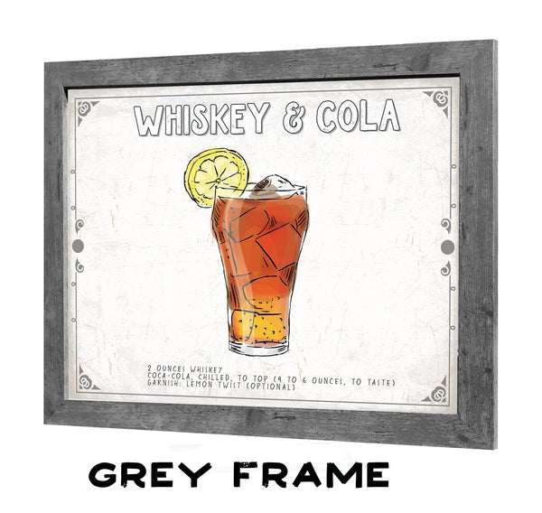 Bella Frye Whiskey & Cola Cocktail Recipe Wall Art - Beverage Artwork