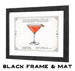 Bella Frye Cosmopolitan Cocktail Recipe Wall Art - Beverage Artwork