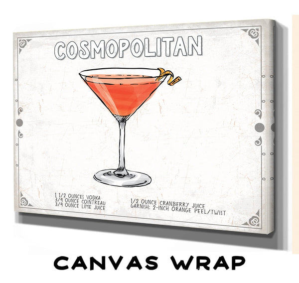 Bella Frye Cosmopolitan Cocktail Recipe Wall Art - Beverage Artwork