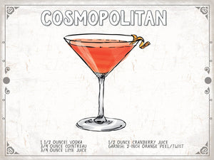 Bella Frye Cosmopolitan Cocktail Recipe Wall Art - Beverage Artwork