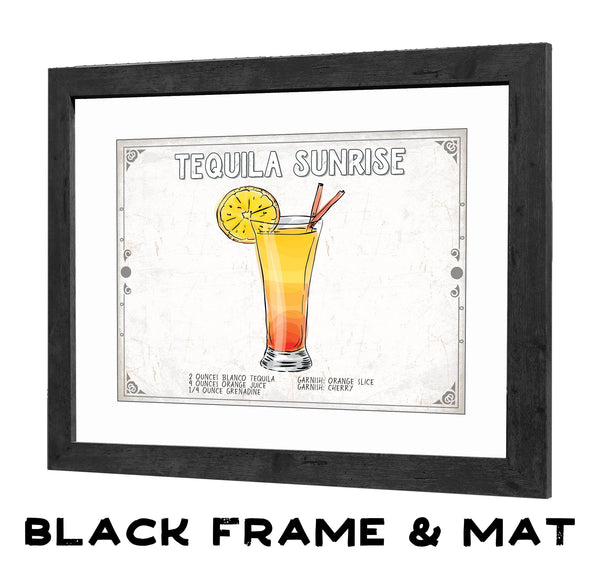 Bella Frye Tequila Sunrise Cocktail Recipe Wall Art - Beverage Artwork