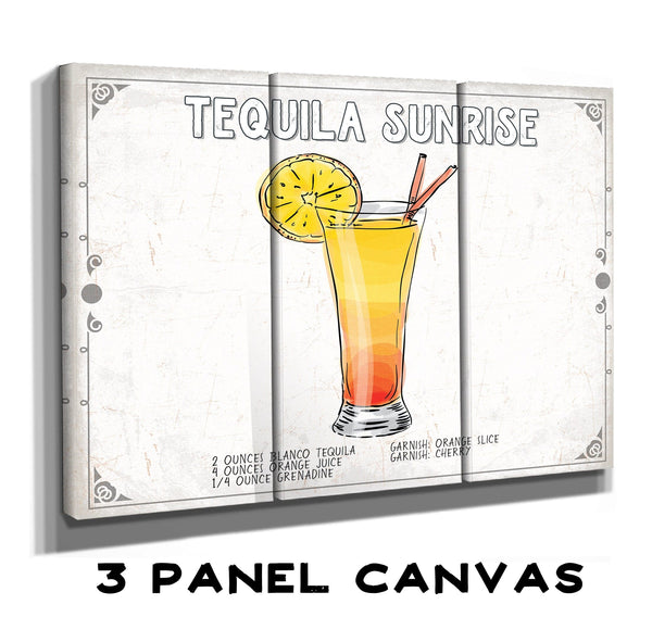 Bella Frye Tequila Sunrise Cocktail Recipe Wall Art - Beverage Artwork