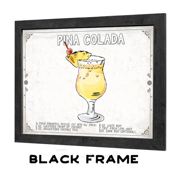 Bella Frye Pina Colada Cocktail Recipe Wall Art - Beverage Artwork