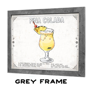 Bella Frye Pina Colada Cocktail Recipe Wall Art - Beverage Artwork