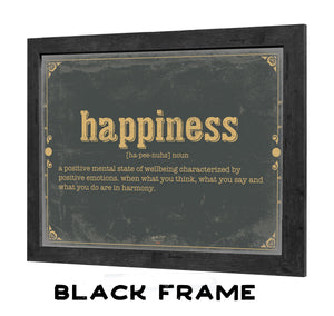 Bella Frye Happiness Word Definition Wall Art - Gift for Happiness Dictionary Artwork