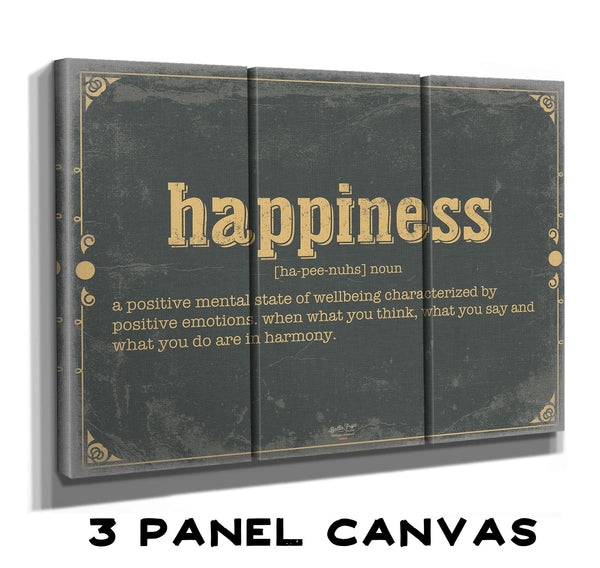 Bella Frye Happiness Word Definition Wall Art - Gift for Happiness Dictionary Artwork