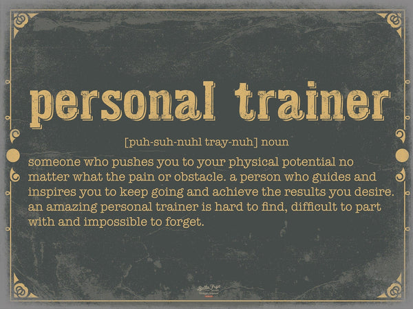 Bella Frye Personal Trainer Word Definition Wall Art - Gift for Personal Trainer Dictionary Artwork