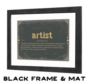 Bella Frye Artist Word Definition Wall Art - Gift for Artist Dictionary Artwork