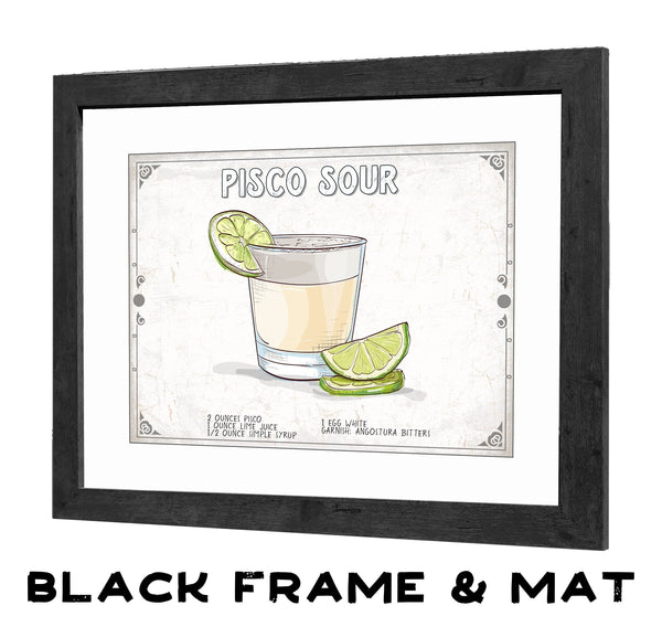 Bella Frye Pisco Sour Cocktail Recipe Wall Art - Beverage Artwork