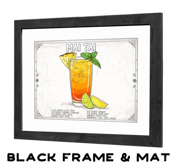 Bella Frye Mai Tai Cocktail Recipe Wall Art - Beverage Artwork