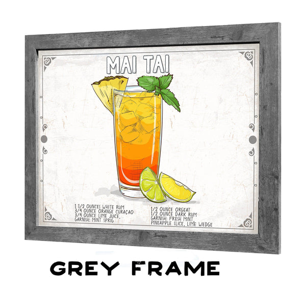 Bella Frye Mai Tai Cocktail Recipe Wall Art - Beverage Artwork