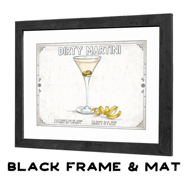 Bella Frye Dirty Martini Recipe Wall Art - Beverage Artwork