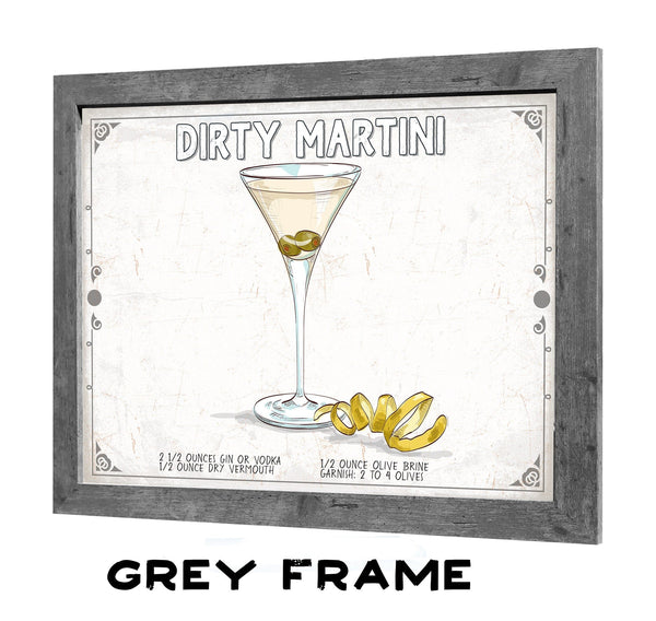 Bella Frye Dirty Martini Recipe Wall Art - Beverage Artwork