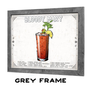 Bella Frye Bloody Mary Cocktail Recipe Wall Art - Beverage Artwork