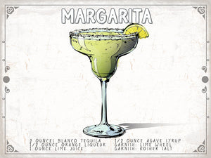 Bella Frye Margarita Cocktail Recipe Wall Art - Beverage Artwork