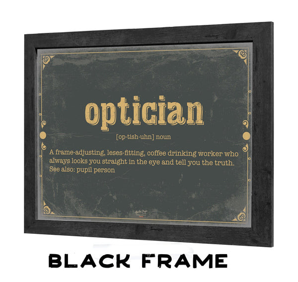 Bella Frye Optician Word Definition Wall Art - Gift for Optician Dictionary Artwork