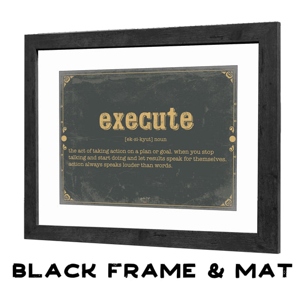 Bella Frye Execute Word Definition Wall Art - Gift for Strength Dictionary Artwork