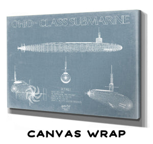 Bella Frye Ohio - Class Submarine Blueprint Wall Art - Original Submarine Print